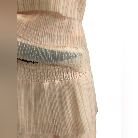 Salmon peach dotted tiered tulle chiffon look halter & skirt set size medium new - Picture 14 of 16